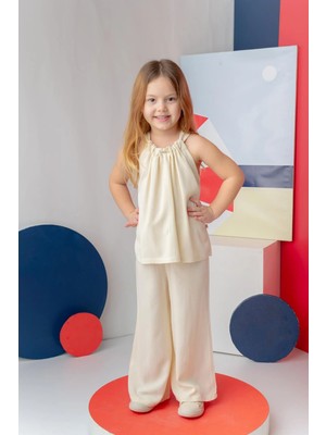 Zeyland Kız Çocuk Askılı Bluz Pantolon Takım - Sarı