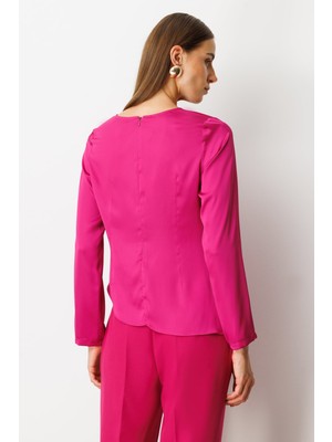 Ekol Önü Büzgülü Sıfır Yaka Bluz