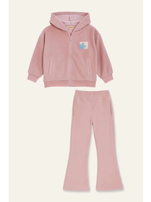 Zeyland Kız Çocuk Kapşonlu Fermuarlı Polar Ikili Takım - Pembe