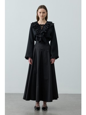 Fahhar Çok Parçalı Godeli Etek Siyah