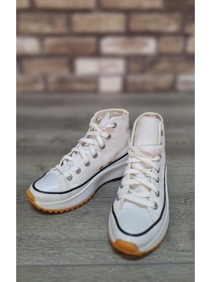 Bukond Yarım Bilek Yüksek Taban Kot Keten Bağcıklı Günlük Rahat  Bez Ayakkabı Sneaker