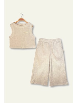 Zeyland Kız Çocuk Çizgili Bluz Pantalon Takım - Taş Çizgili