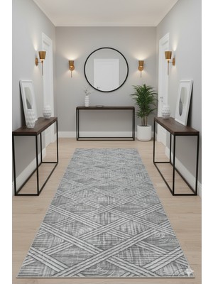 Swan Home Kaymaz Tabanlı Yolluk Kesme Halı Salon Koridor Mutfak Yatak Odası Halısı SHJ3005 Gri