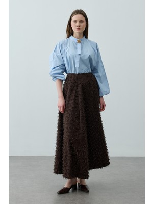 Fahhar Üç Boyutlu Pensli Etek Kahverengi