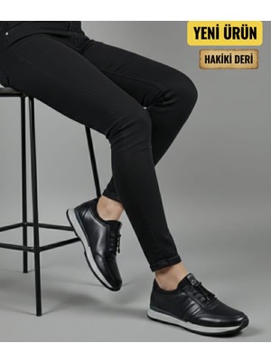 Romex Yeni Sezon Hakiki Deri Siyah Erkek Ayakkabı | Günlük & Rahat