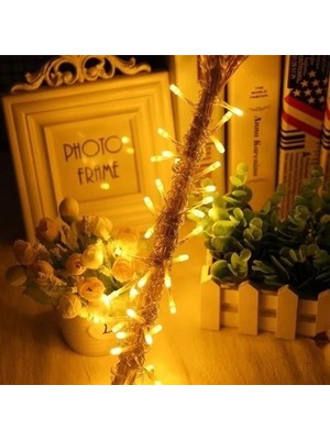 K-Yonlineticaret 10 Metre 100 Ledli 8 Fonksiyonlu Dekoratif Lambader Sarı Lamba