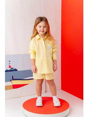 Zeyland Kız Çocuk Gömlek Şort Takım - Sarı