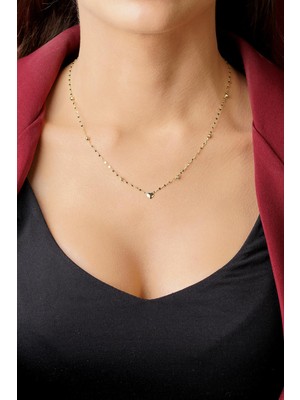 Fiyonk Kuyumculuk 14 Ayar Altın Aynalı Zincir Dorika Detaylı Kalp Kolye