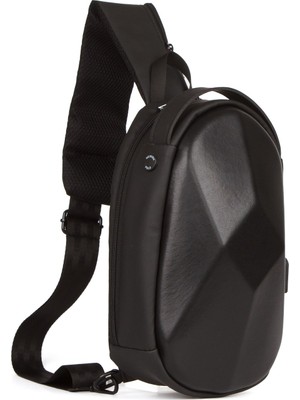 Newish Erkek Siyah USB Çıkışlı Çapraz Askılı Omuz ve Bel Çantası NEW246