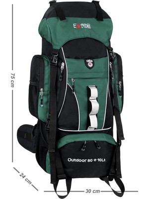 Cakard Extreme Outdoor 80+10 Litre Dağcı Sırt Çantası – Kamp, Trekking ve Hiking Için Profesyonel Sırt Çantası Yeşil
