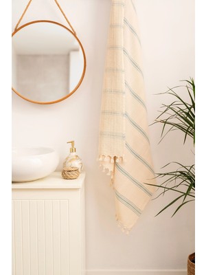 Ces Store Iskandinav Tarz, Doğal Pamuk, Püsküllü Banyo Havlusu, Peştemal 100X180 cm
