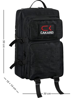 Cakard Ck Tactical Siyah Sırt Çantası 50X30X16 cm – Çok Bölmeli Dayanıklı Outdoor & Günlük Kullanım