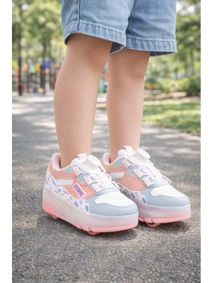 Minibonito Kaykaylı Çocuk Işıklı Ayakkabı - Işıklı Patenli Kaykay Ayakkabı - Kaykay Ayakkabı