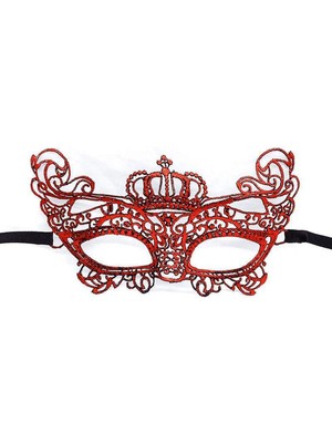 Kırmızı Renk Dantel Örgü Işlemeli Parti Maskesi Model 2