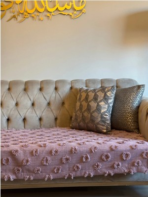 D'niss Home Ponpon Koltuk Örtüsü Mürdüm 100X240