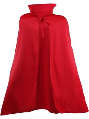 Kırmızı Renk Yakalı Pelerin 120 cm