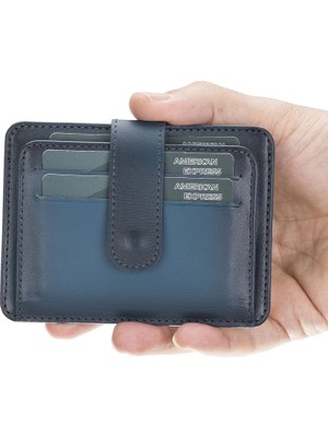 K-Yonlineticaret Çok Bölmeli Slim Deri Kartlık BLW019 BRN4EF Mavi