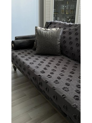 D'niss Home Ponpon Koltuk Örtüsü ANTRASIT180 x 240