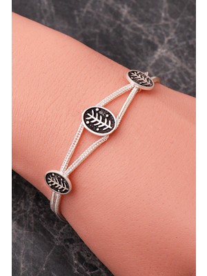 Sümer Telkari Mezopotamya Başak Sembolü Midyat Hasırı 925 Ayar Gümüş Bileklik 4878