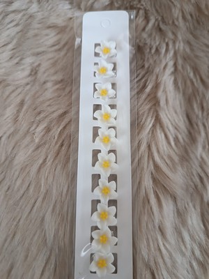 Efna Store Lotus Çiçeği Model Beyaz Sarı 10 Lu Saç Küpesi,saç Charmı