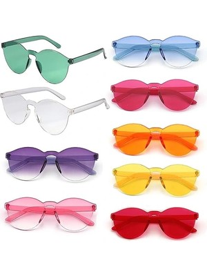 Oval Şekilli Çerçevesiz Parti Gözlüğü 6 Renk 6 Adet