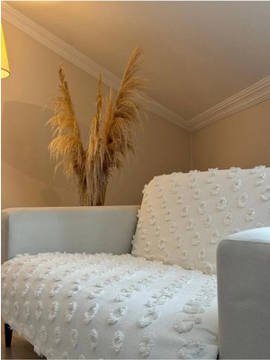 D'niss Home Ponpon Koltuk Örtüsü Ekru 175 x 230