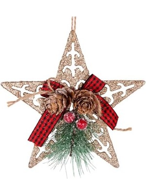 Renklimestore Yılbaşı Ağaç Süsü Yılbaşı Dekorlu Simli Yıldız 12X13 Cm.