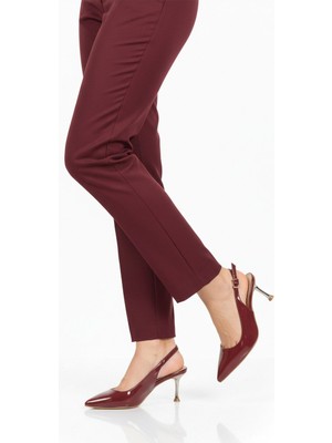 Ayakmod Bordo Rugan Geniş Kalıp Ince Topuklu Kadın Abiye Ayakkabı 653122 Z