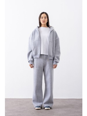 Gothamvibes Kadın Chill Bol Paça Gri Eşofman Alt