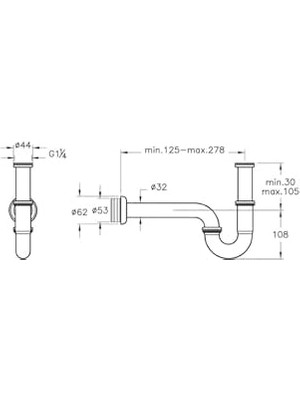 Renklimestore A45117 Lavabo/eviye Sifonu, P Tipi, Krom