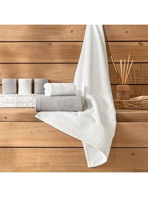 Renklimestore Lume 6'lı Pamuk Havlu Seti Beyaz Gri