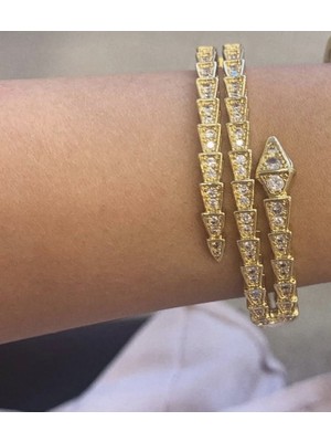 Mi Brillo Accessories Marka muadili zirkon taşlı yılan kelepçe bileklik