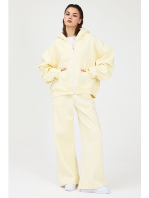 Gothamvibes Kadın Chill Bol Paça Vanilya Sarısı Eşofman Alt