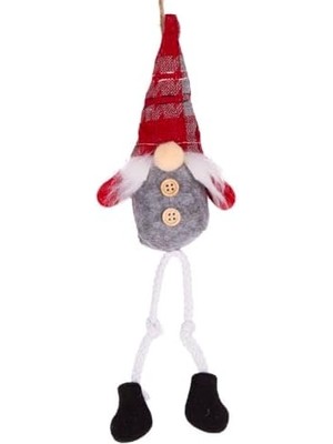 Renklimestore Yılbaşı Süsü Baba Figürü Gri-Kırmızı 6X5X30 Cm.