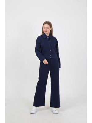 Vellichor Kadın  Jean Pantolon ve Ceket Takım- Lacivert