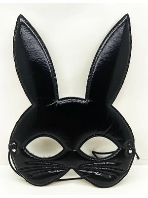 Siyah Renk Kumaş Malzemeden Imal Eva Tavşan Maskesi