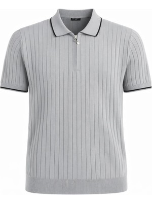 Plus Scorpion Erkek Fermuarlı Polo Yaka Triko Tişört Regular Fit Modern Klasik