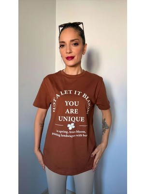 Kahve Trees Bloom Baskılı Tişört