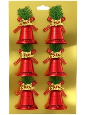 Renklimestore 6 Adet Lüx Set Ağacı Süslemeleri Zilleri Yılbaşı Süsleri Yılbaşı Ağacı Süsü Kırmızı