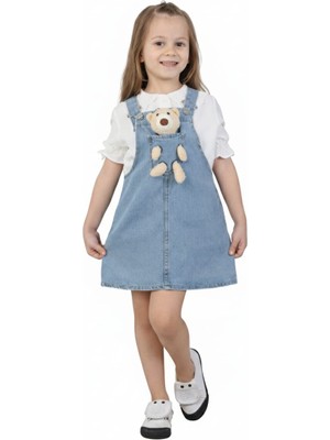 Butik Ayıcıklı Kız Çocuk Kot Jile Elbise