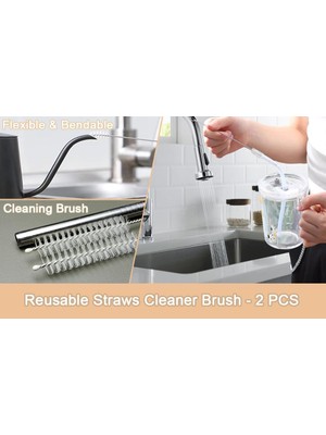 Renklimestore 2'li Paslanmaz Çelik Pipet ve Boru Temizleme Fırçası - Şişe, Pipet, Hortum, Tüp Temizleyici