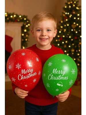 Renklimestore 8 Adet Yılbaşı Desenli Balon Yılbaşı Ağacı Süsü Yset Ağacı Süslemeleri Topları Topu Parti Asılı Top Yılbaşı Süsleri Yeşil ve Kırmızı