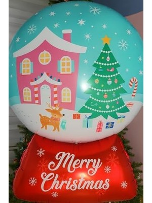 Renklimestore Yılbaşı Ağacı Süsü, Yılbaşı Hediyeler Folyo Balon, Şekillendirilmiş Folyo Balon Figürleri, Parti Mazemeleri, Doğum Günü (Yuvarlak) 50-72 cm