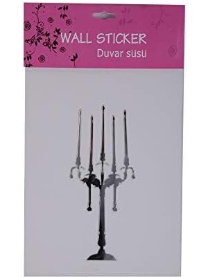 Renklimestore Aynalı Duvar Süsü (Sticker) Şamdan Şekilli
