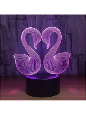 Renklimestore 3 Boyutlu Çift 3D LED Gece Lambası - 7 Farklı Işık