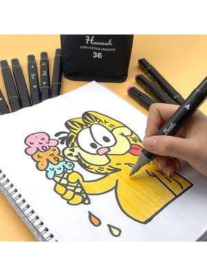 Renklimestore 36 Adet Rengarenk Kalemden Oluşan Siyah Çantalı Çift Taraflı Marker Seti Standlı