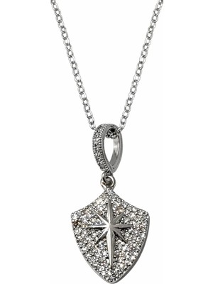 Stainless Steel 316L Çelik Taşlı Yıldız Kalkan Kolye