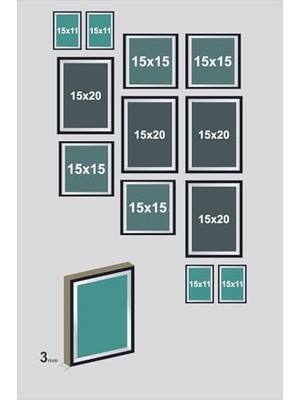Renklimestore 12 Parça Dekoratif Mdf Tablo Seti Çerçeve Görünümlü DEKOLIADKJ023