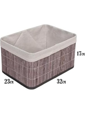 Renklimestore Bambu Çok Amaçlı Saklama Kutusu Düzenleyici Derin Boy Organizer, Dekoratif Bambu Düzenleyici Gri (32X23X17CM)