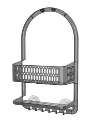 Renklimestore M-N48-25 Ceres Plastik Banyo Duş Rafı, Şeffaf Siyah